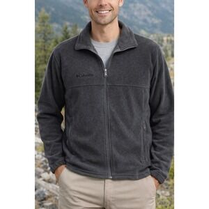 Columbia Full Zip Fleece Jacket Mens Dark Gray Outdoor Hiking Casual Size L